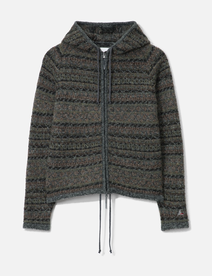 Fair Isle Felted Knit Zip Up Hoodie Placeholder Image
