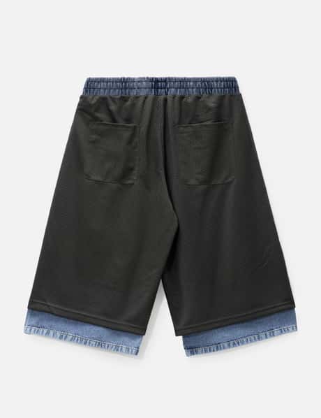 Diesel - P-Ecky Wide-Leg Shorts In Jersey, Mesh And Denim | HBX