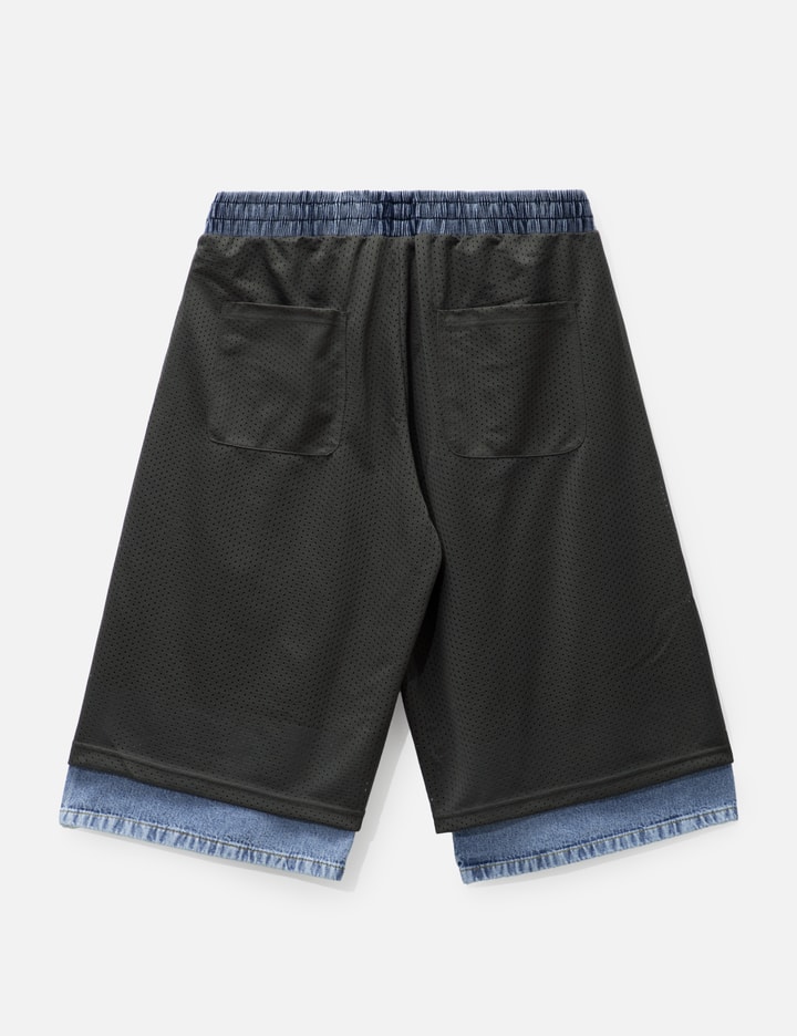 P-Ecky Wide-leg shorts in jersey, mesh and denim Placeholder Image