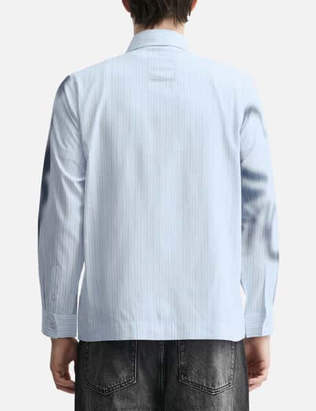 Blurry Face Airbrush Striped Button Up view 12