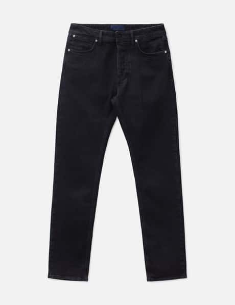 Stretch Black Denim-Rinsed Slim Fit Five-Pocket Jeans view 6