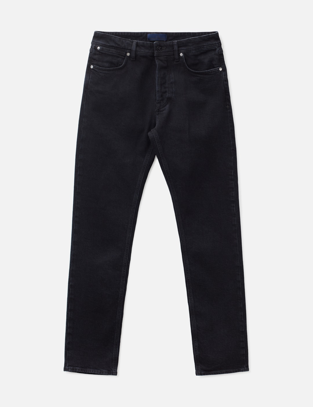 Stretch Black Denim-Rinsed Slim Fit Five-Pocket Jeans