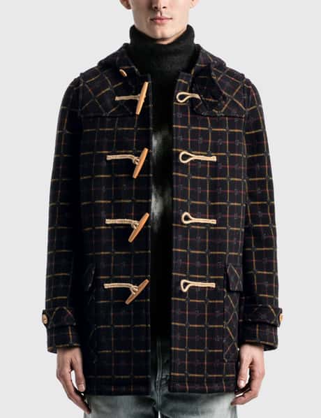 Saint Laurent Check Duffle Coat In Wool