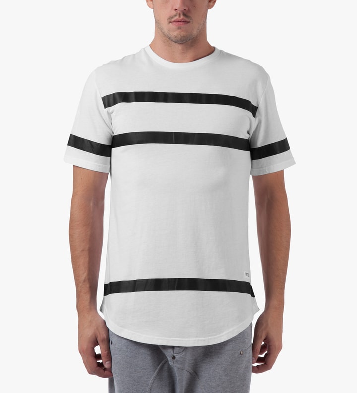 White Thin Stripe Elongated T-Shirt Placeholder Image