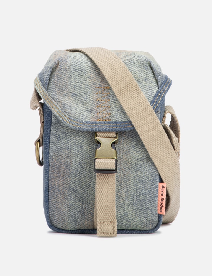 Shop Acne Studios Denim Mini Pouch Bag In Beige