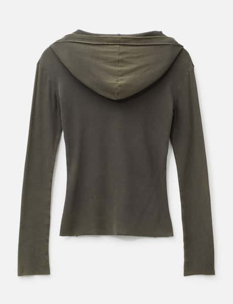 Button-Front Washed Hoodie view 8