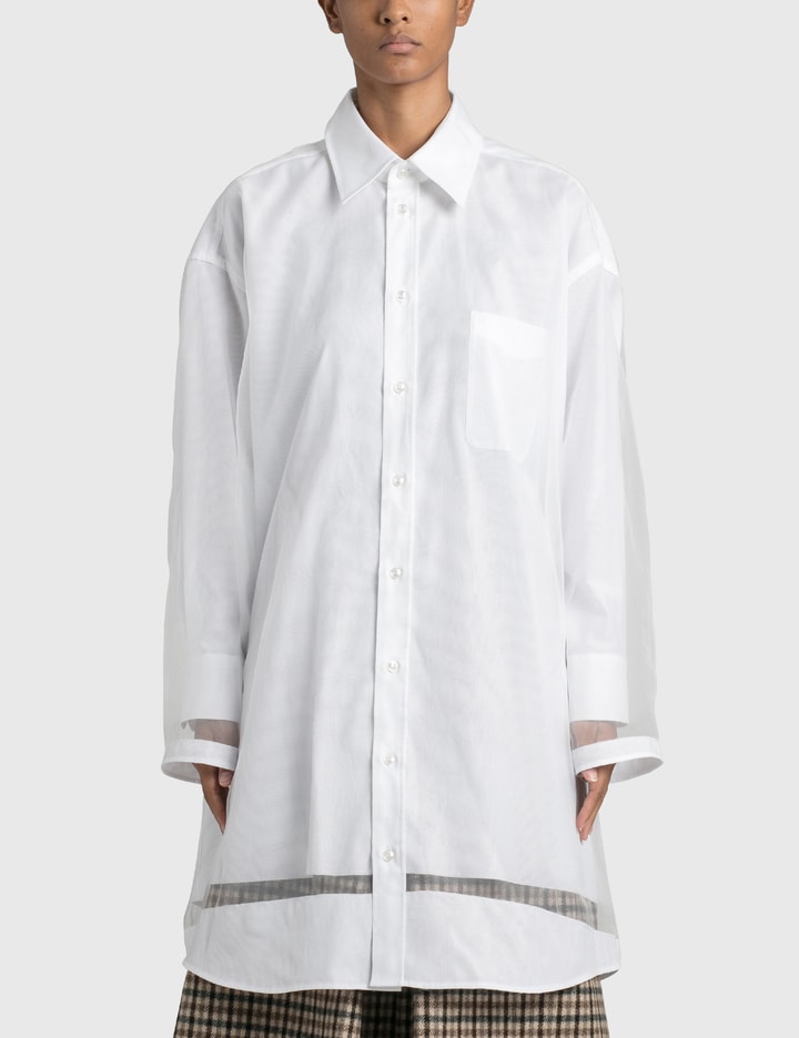 white organza shirt dress WHITE SHEER ORGANZA SHIRT | CULT MIA