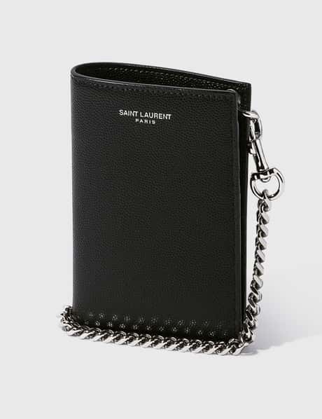 Saint Laurent Grain Leather Chain Wallet HBX