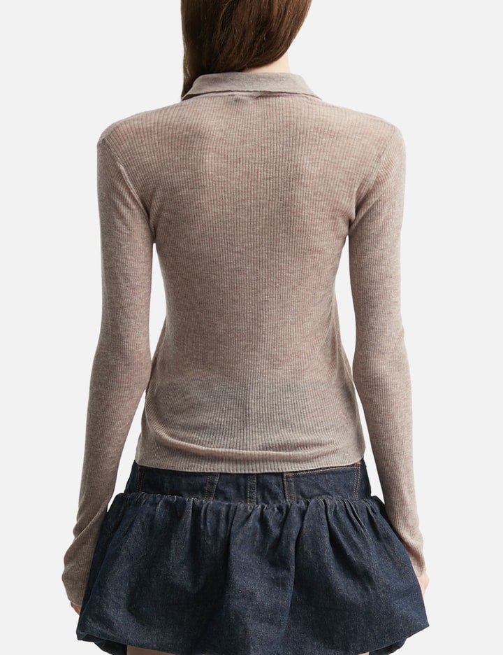Ganni Polo Shirt In Sheer Wool