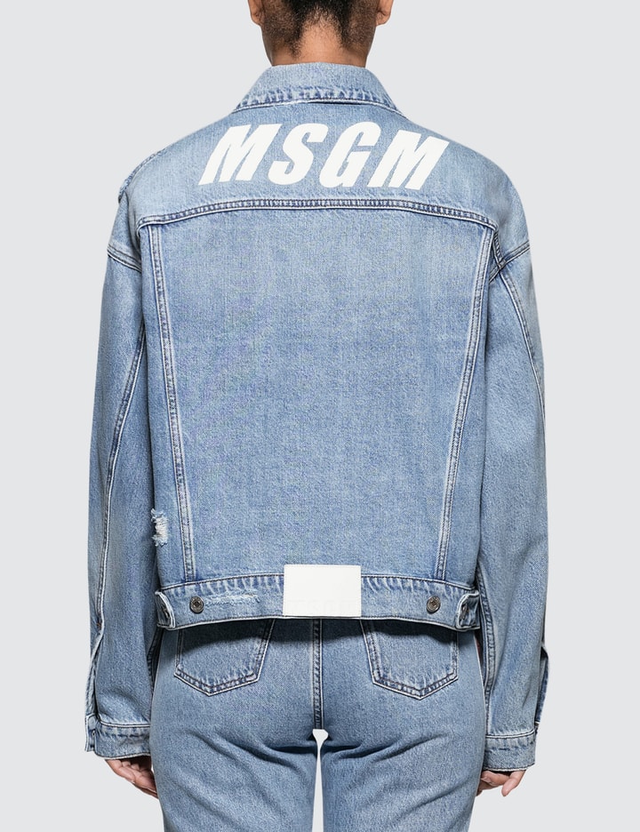 New Logo Msgm Light Blue Washed Denim Jacket Placeholder Image