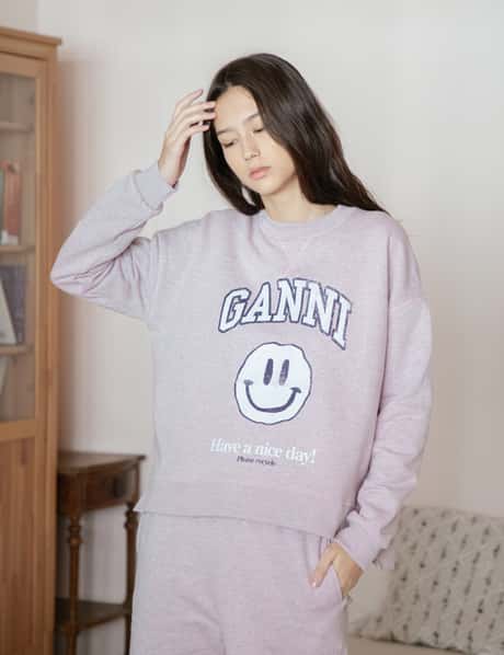 Ganni Isoli Smiley Sweatshirt HBX Globally Curated Fashion