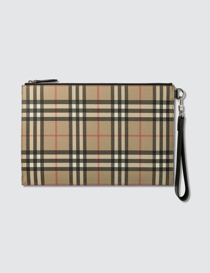 Vintage Check E-canvas and Leather Zip Pouch Placeholder Image