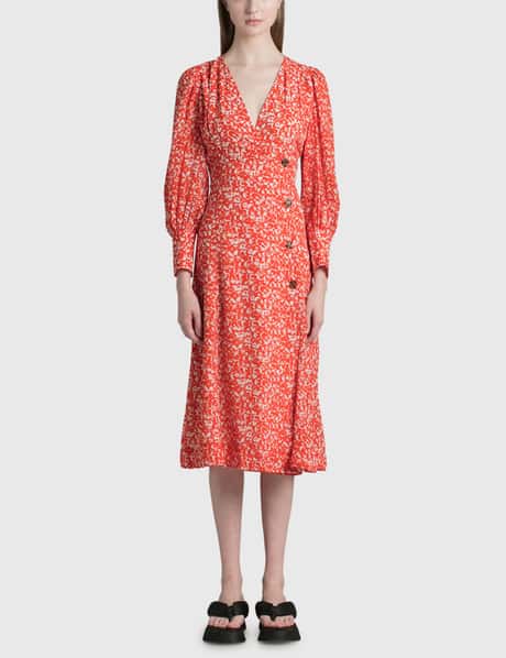ganni red polka dot dress Buy Ganni Red Red Polka-Dotted Mullin Midi Dress For Women Online