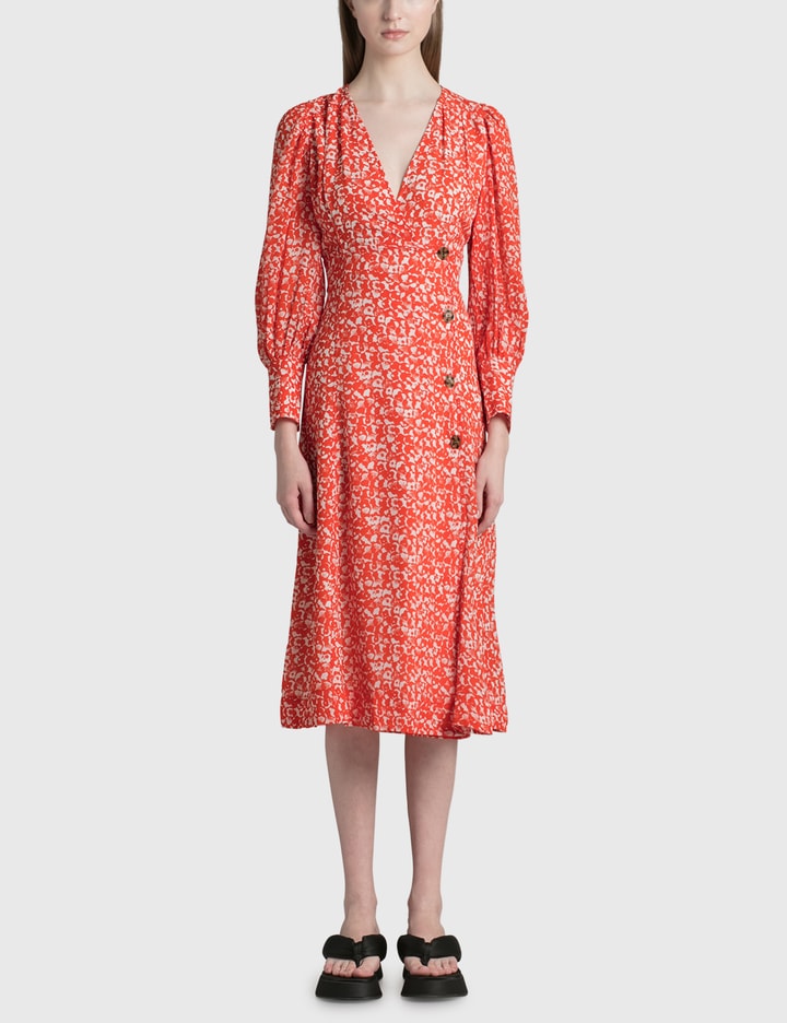 Ganni - Crepe Button-Wrap Midi Dress | HBX Ganni - Crepe Button-Wrap Midi Dress | HBX