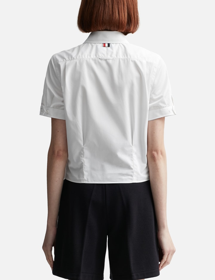 POPLIN SHORT SLEEVE TUCKED BLOUSE Placeholder Image