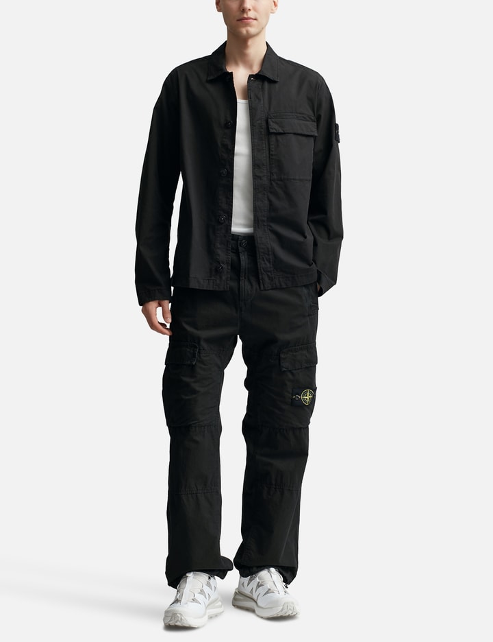 Shop Stone Island Supima® Cotton Twill Stretch-tc Regular Fit Overshirt In Black
