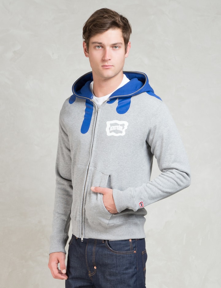 Grey Drippy Zip Up Hoodie Placeholder Image