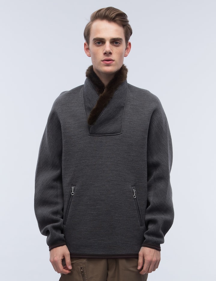 Faux Fur Shawl Collar Pullover Sweater Placeholder Image