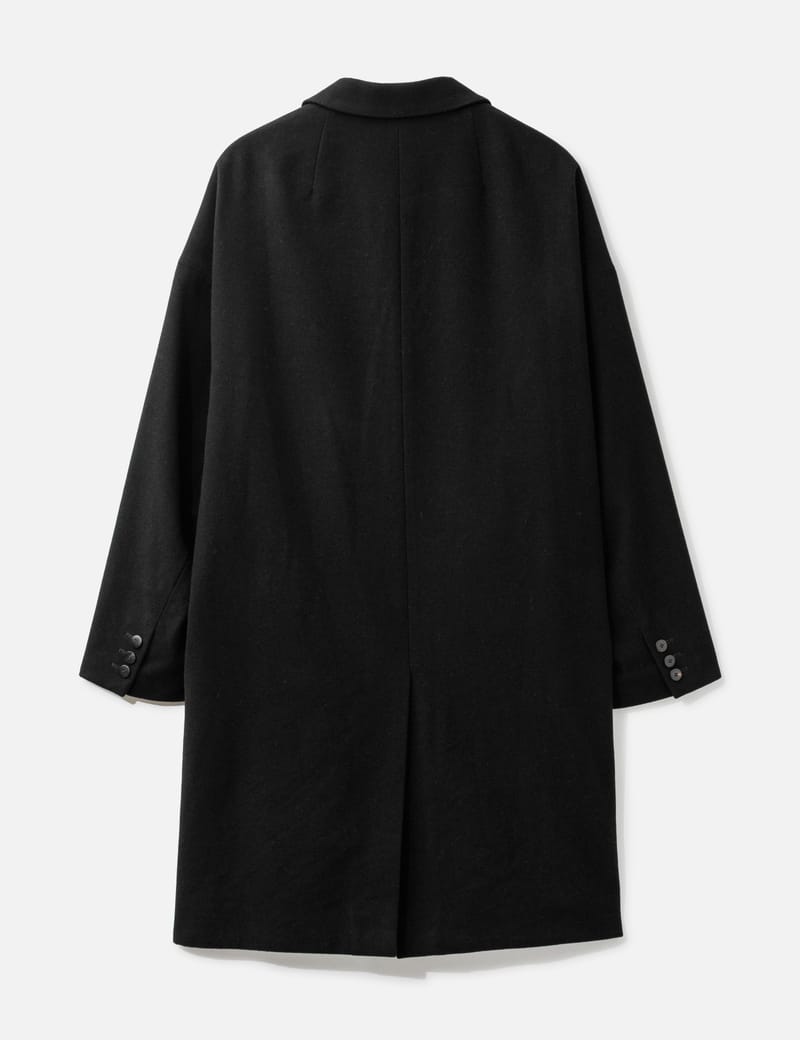 Visvim 17AW Herringbone Dotera Coat - Blue wool-linen coat in