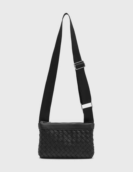 Bottega Veneta Black Intrecciato Leather Messenger Bag Bottega Veneta