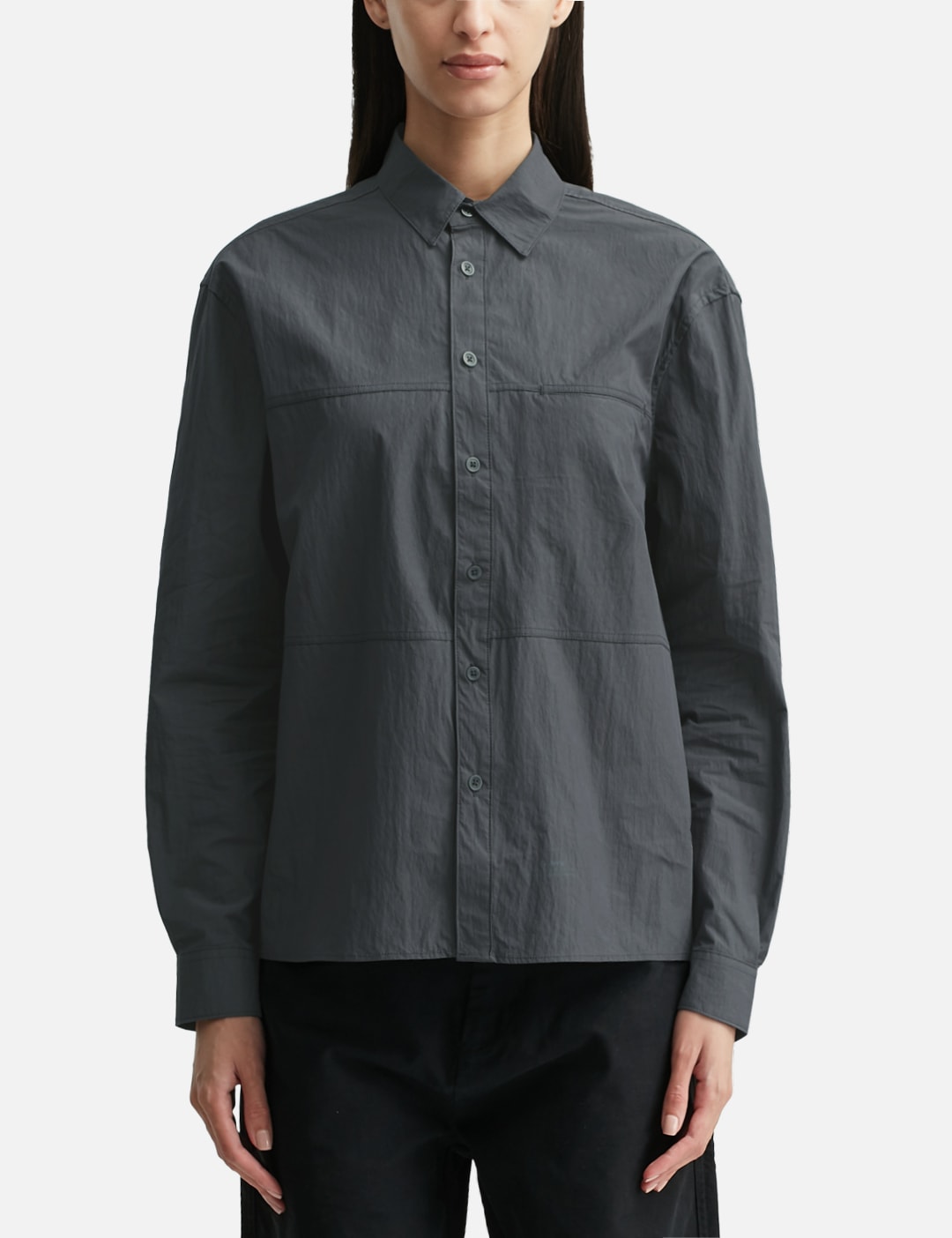 Crinkle Cotton Panel Shirt view 6