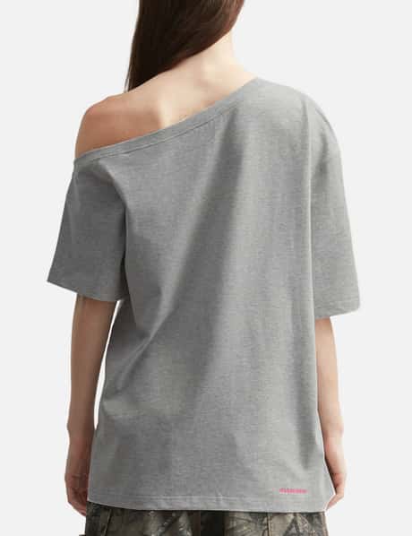 Gray Squirrel Printed One-Shoulder Short Sleeve T-Shirt view 12
