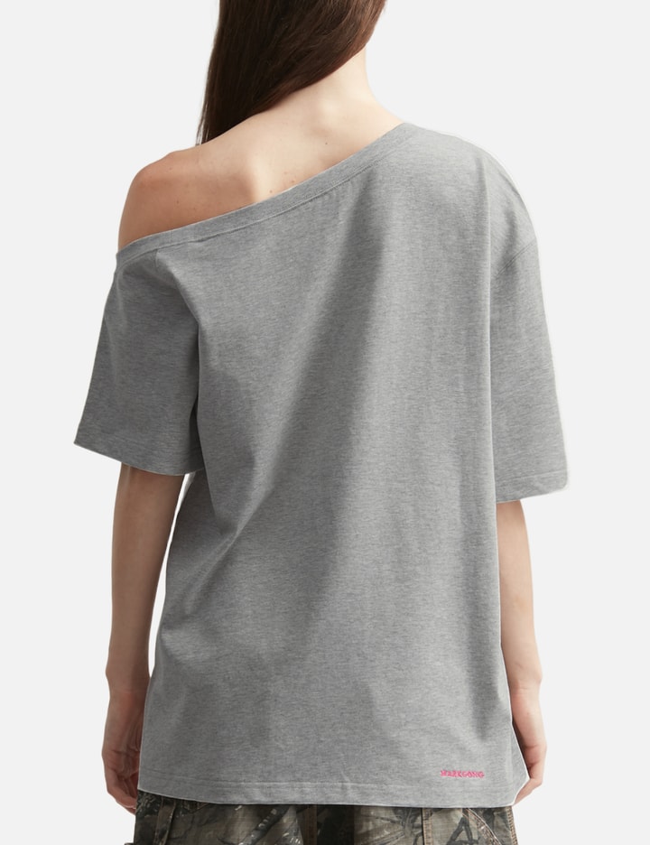 Gray Squirrel Printed One-Shoulder Short Sleeve T-Shirt view 4