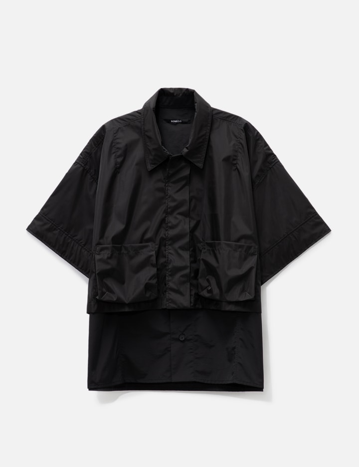 Songzio Veiled Pocket Short Sleeve Shirt In Black