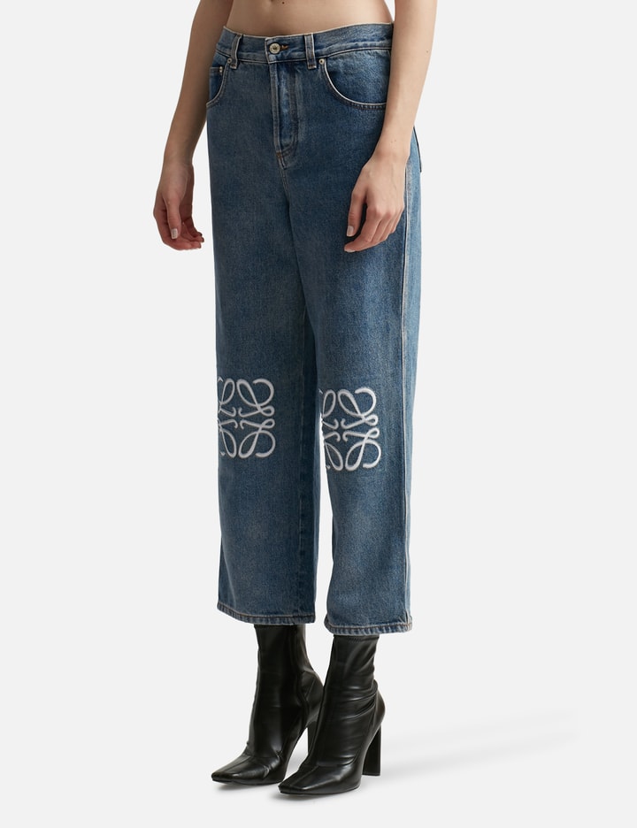 LOEWE blue Embroidered Anagram Baggy Jeans