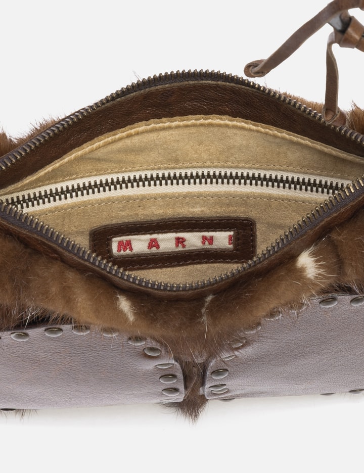 Marni Fur Studded Belt Shoulder Bag