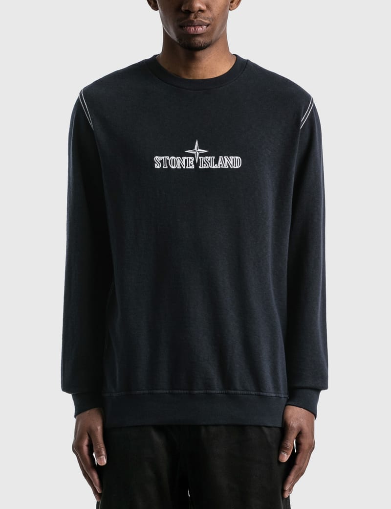 stone island logo embroidered sweatshirt