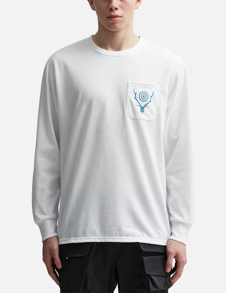 Shop South2 West8 Long Sleeve Round Pocket T-shirt In White