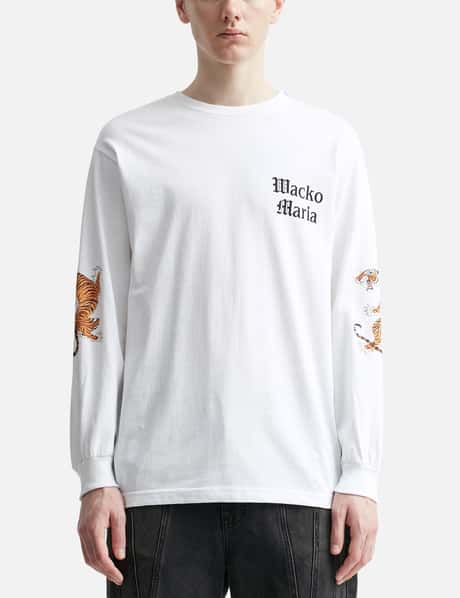 Wacko Maria Tiger-Print Long-Sleeve Shirt - White