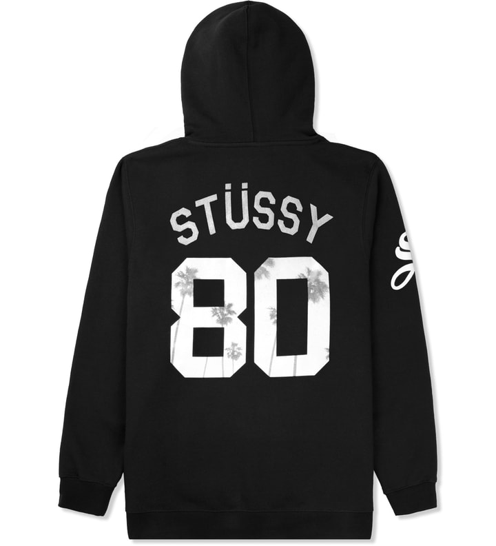 SALE black stussy monogram hoodie , size large , 10/10