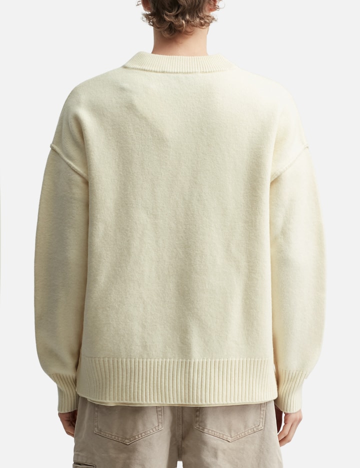 아미 Natural Wool Cardigan With Contrasted Ami De Coeur