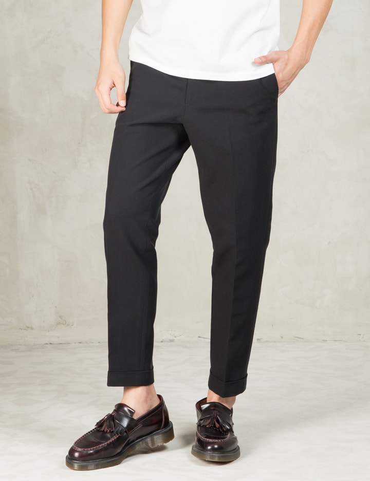 Black Flat Front Slim Dress Pants Placeholder Image