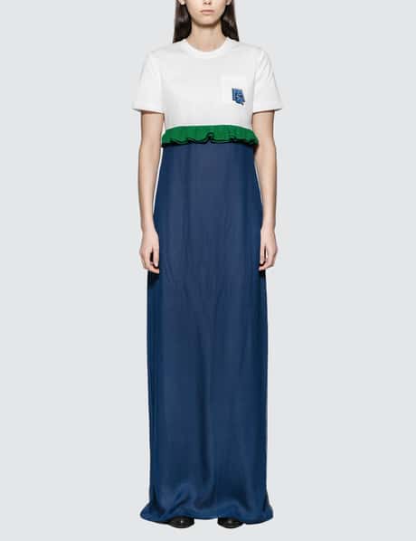 Prada - Jersey And Chiffon Dress With Ruching | HBX Prada - Jersey And Chiffon Dress With Ruching | HBX