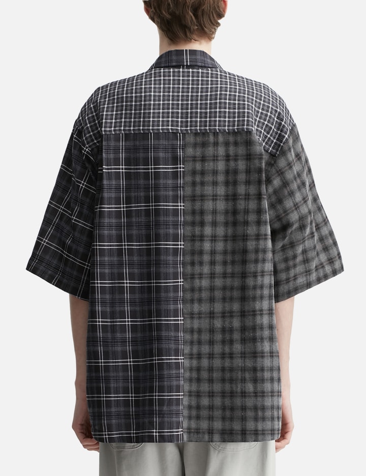 AJOBYAJO Check Mixed Short Sleeve Shirt