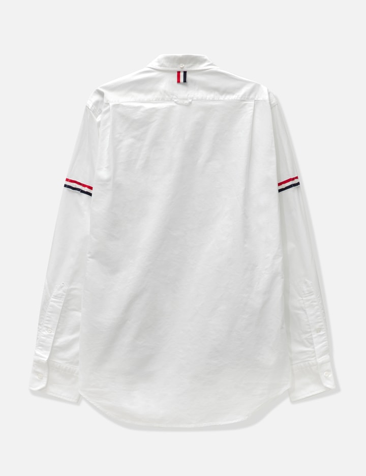 Shop Thom Browne White Oxford Striped Grosgrain Armband Classic Shirt