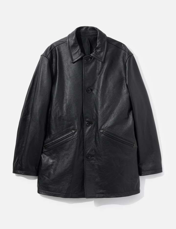 COOR Chevron Stitched Cow Leather Car Coat