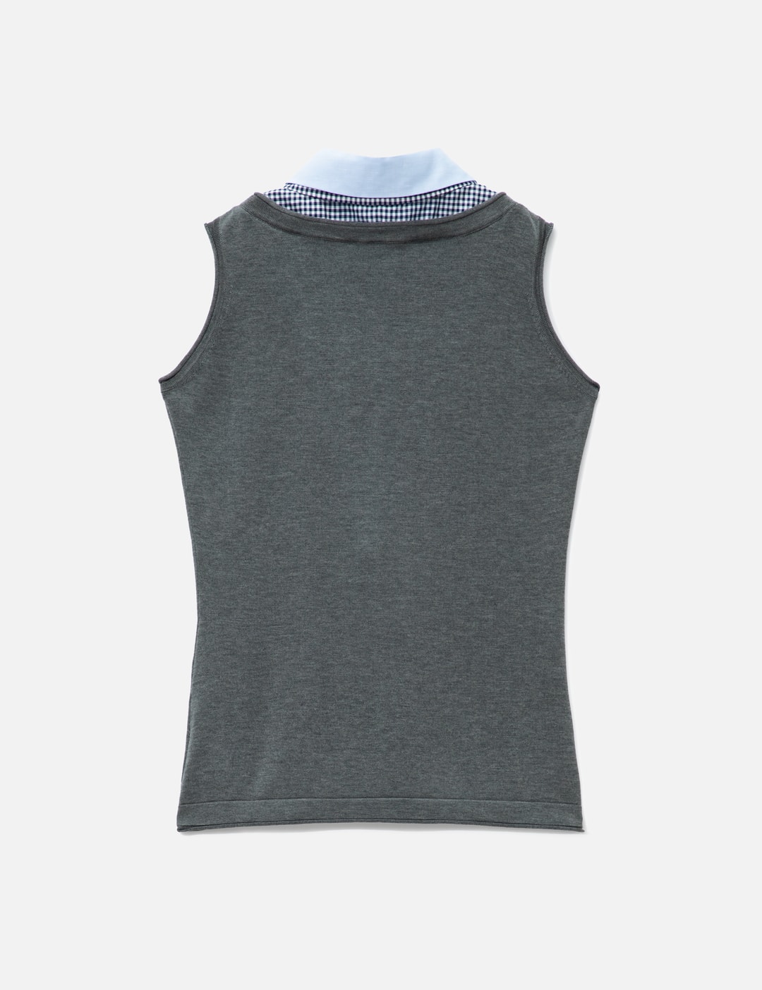 Grey Sleeveless Knit Top With Multi-Layer Collar view 9