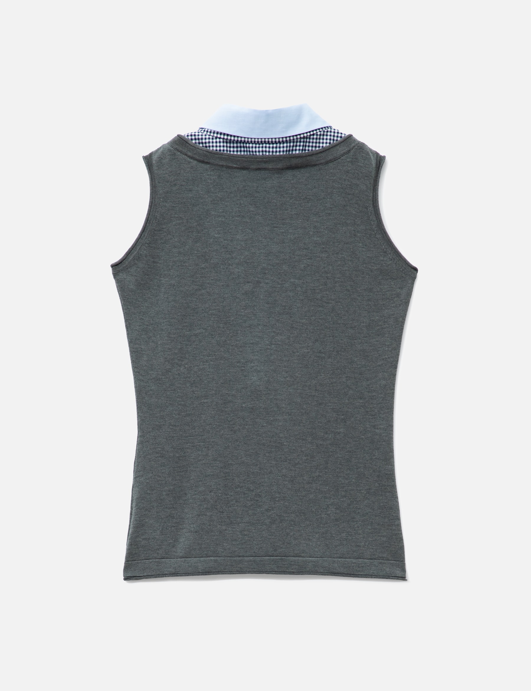 Grey Sleeveless Knit Top With Multi-Layer Collar view 17