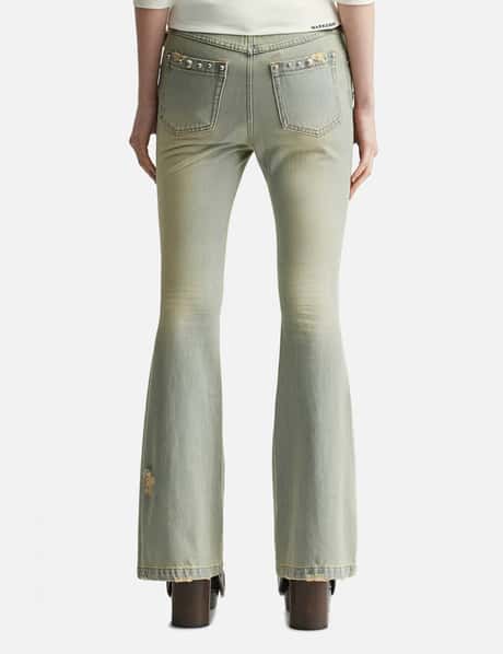 Blue Studded Flared Jeans view 12