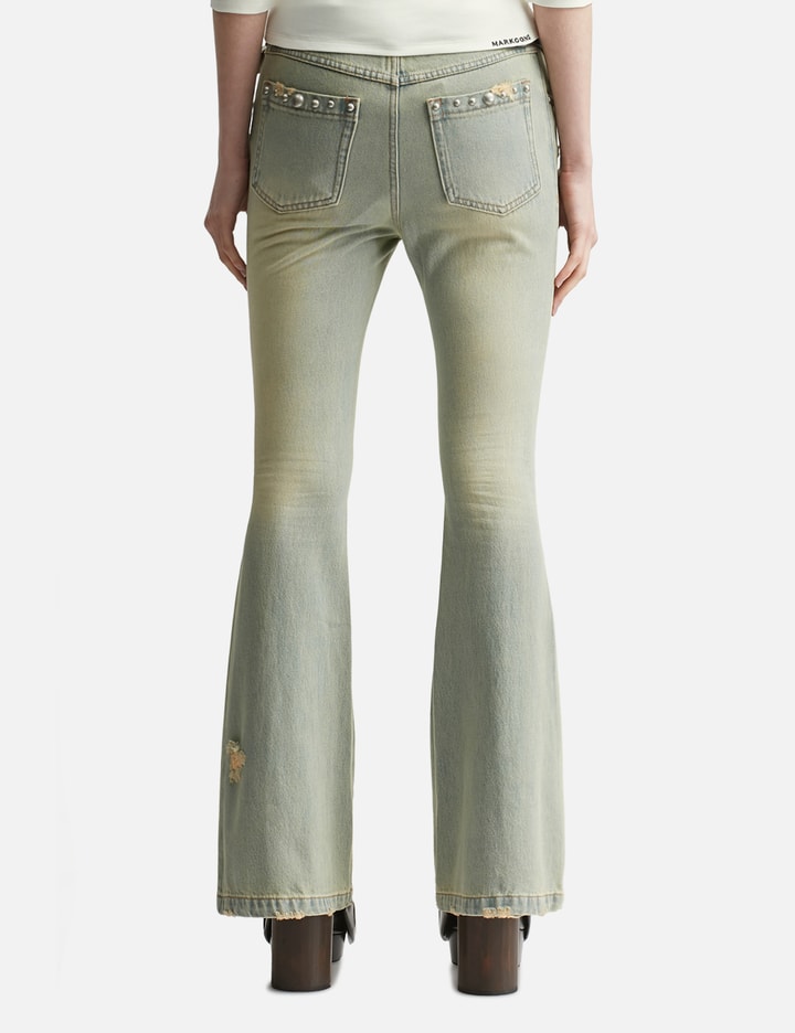 Blue Studded Flared Jeans view 4
