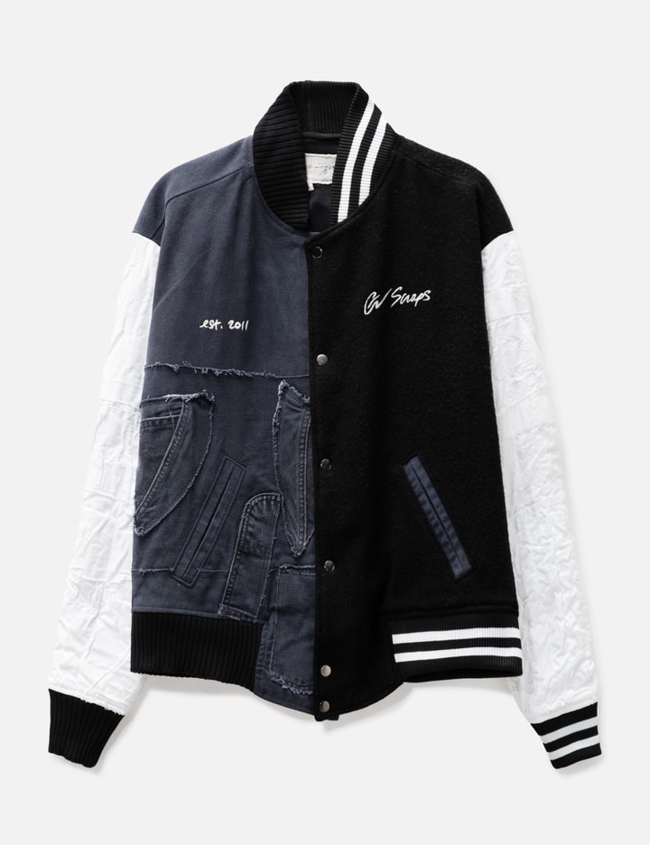 Greg Lauren Black Blanket Varsity Jacket In Black