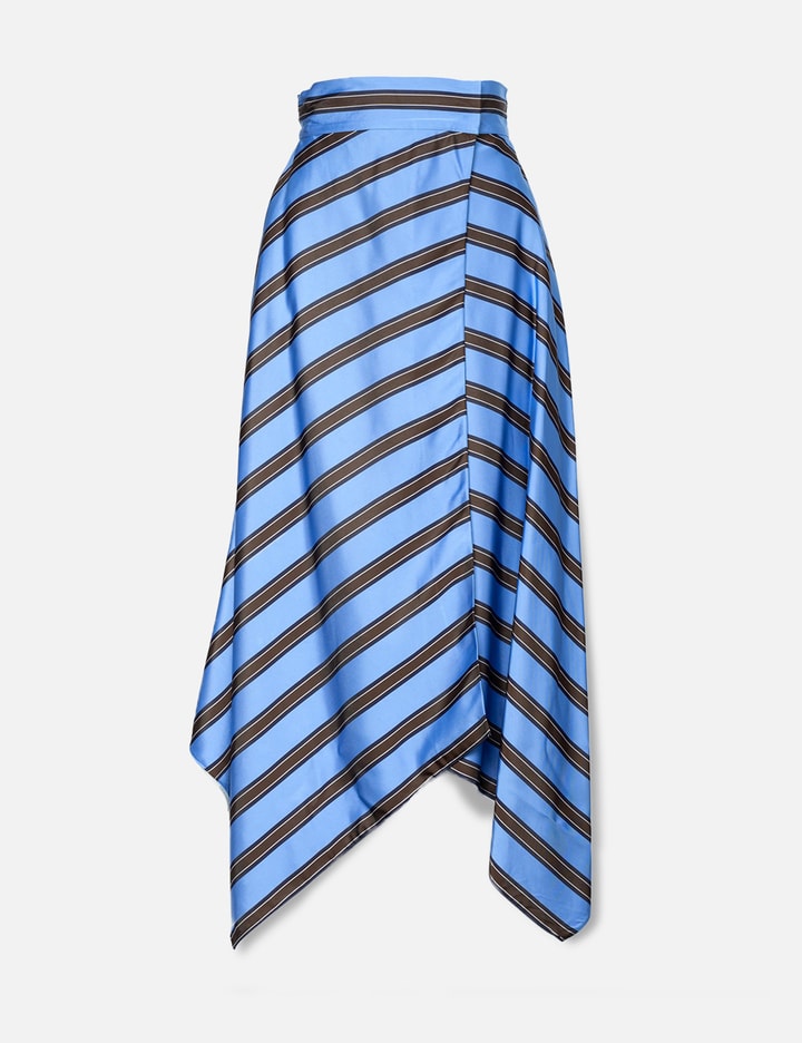 FENDI Striped Asymmetric Midi Skirt in Blue Viscose Placeholder Image