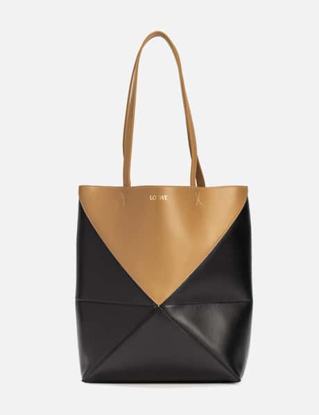 Loewe Puzzle Fold Bicolor Tote In Shiny Calfskin