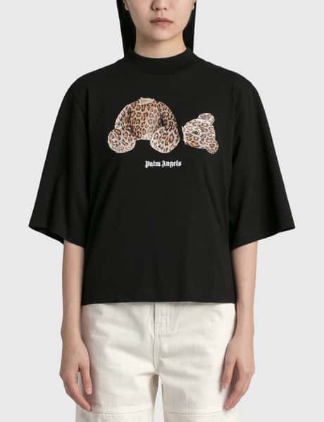 Palm Angels Leopard Bear Cropped T-Shirt