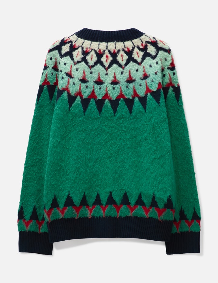 Shop Sacai Jacquard Knit Cardigan In Green