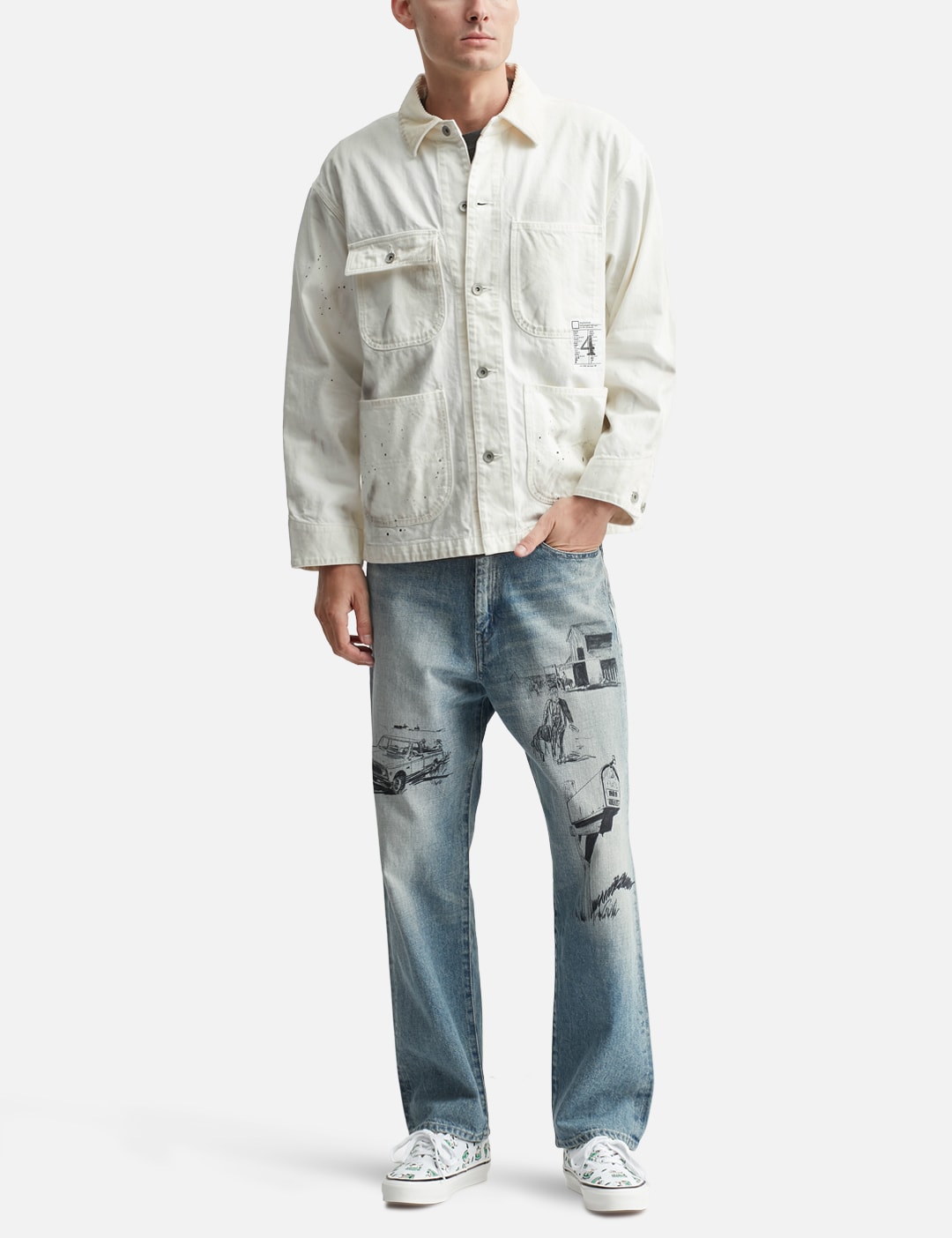"Black & White" Washed Coverall Jacket view 15